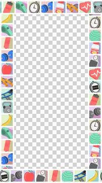 Flat fitness border is framing panel on transparent background, featuring イラスト素材