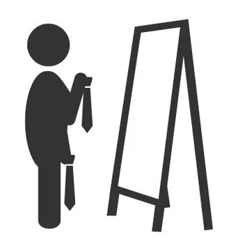 Flat fitting room tie icon isolated on white Stock Illustration