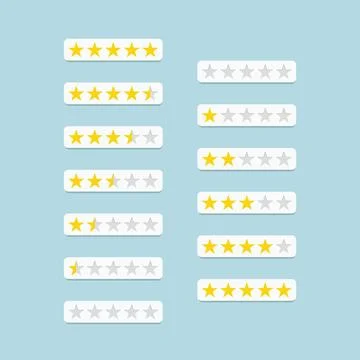 Flat Five Star Rating EPS Vector Stock Illustration