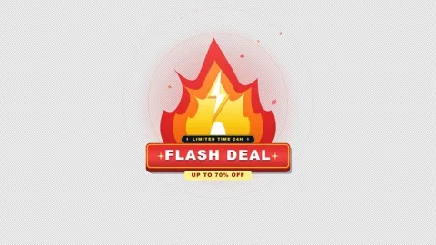 Flat flash deal fire flame and electric energy discount graphic animation 库存影片 347366541