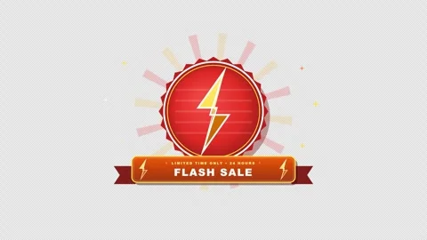 Flat flash sale lightning bolt speed badge pulsating on transparent alpha Stock Footage 347357926
