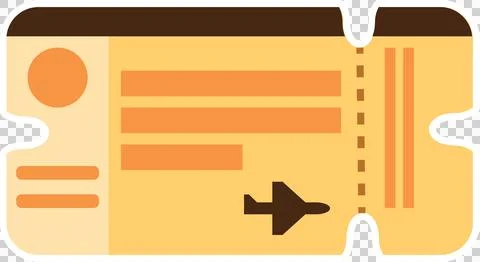 Flat flight ticket icon is showing dashed tear line, bars  and  airplane Stock Illustration