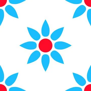 Flat flooring tile with beautiful blue flowers, seamless floral patterns tile Stock Illustration