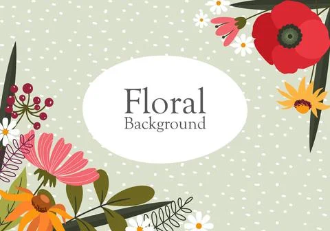 Flat floral background banner template in illustration Stock Illustration