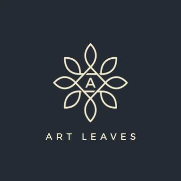 Flat Floral Vector Leaves Initial Letter Type A Logo Design Template Stock Illustration