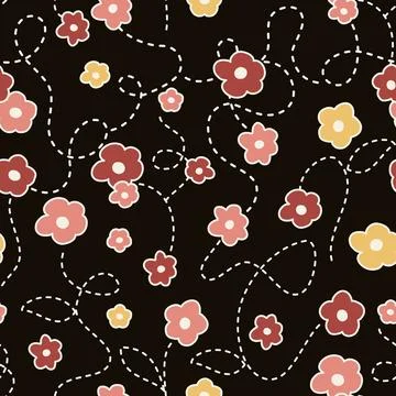 Flat flower dotted line pattern イラスト素材