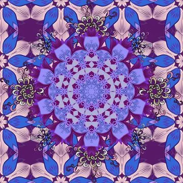 Flat Flower Elements Design. Beautiful fabric pattern. Seamless Floral Pattern i イラスト素材