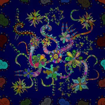 Flat Flower Elements Design. Beautiful fabric pattern. Colour Summer Theme seaml Stock Illustration