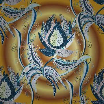 Flat Flower Elements Design. Beautiful fabric pattern. Colour Spring Theme seaml Stock Illustration