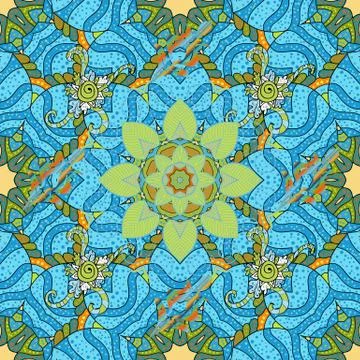 Flat Flower Elements Design. Colour Summer Theme seamless pattern Background. Tr イラスト素材