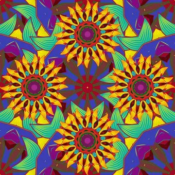 Flat Flower Elements Design. Colour Spring Theme seamless pattern Background. Be イラスト素材