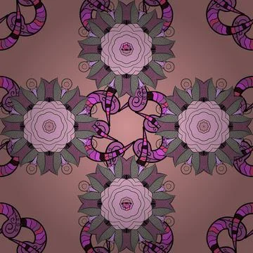 Flat Flower Elements Design. Colour Spring Theme seamless pattern Background. Ch Illustrazione stock