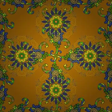 Flat Flower Elements Design. Colour Spring Theme seamless pattern Background. Fl 스톡 일러스트
