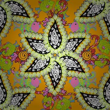 Flat Flower Elements Design. Colour Spring Theme seamless pattern Background. Se Stock Illustration