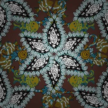 Flat Flower Elements Design. Colour Spring Theme seamless pattern Background. Fl 스톡 일러스트