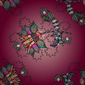 Flat Flower Elements Design. Colour Spring Theme seamless pattern Background. Be イラスト素材