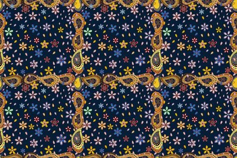 Flat Flower Elements Design. Colour Spring Theme seamless pattern Background. il イラスト素材