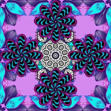 Flat Flower Elements Design. Cute flower vector pattern. Colour Spring Theme sea Illustrazione stock