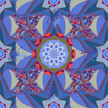 Flat Flower Elements Design. Fancy fabric pattern. Colour Spring Theme seamless Stock Illustration