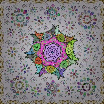 Flat Flower Elements Design. Fancy fabric pattern. Seamless Floral Pattern in Ve Stock Illustration