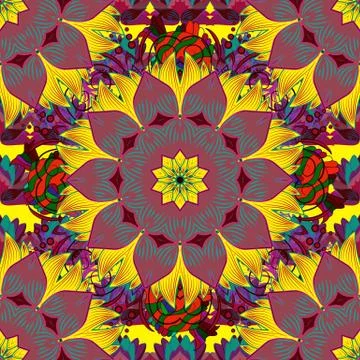 Flat Flower Elements Design. Floral seamless pattern background, summer flowers. イラスト素材