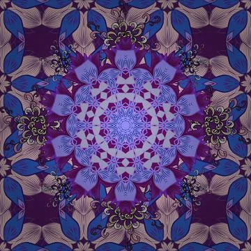 Flat Flower Elements Design. Flowers on purple and neutral colors. Colour Summer Stock Illustration