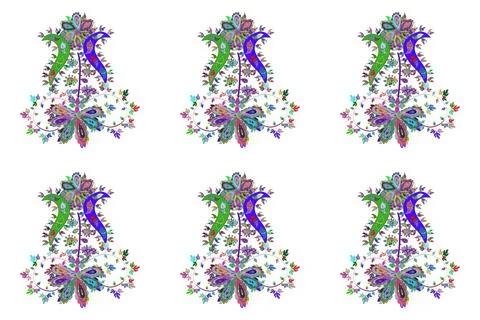 Flat Flower Elements Design. Flowers pattern. Raster illustration. Sketch Chichi Stock Illustration