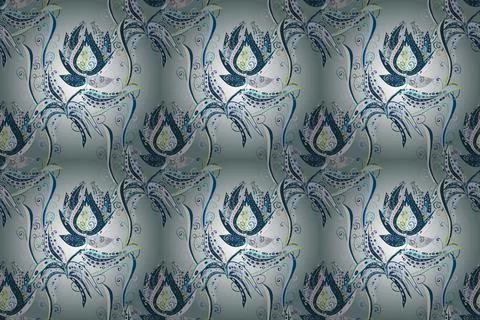 Flat Flower Elements Design. Flowers on gray, neutral and blue colors. Cute flow Stock Illustration