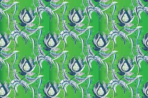 Flat Flower Elements Design. Flowers on neutral, blue and green colors. Floral s Illustrazione stock