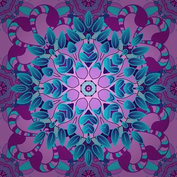 Flat Flower Elements Design. Nice flower vector pattern. Flowers on violet, pink イラスト素材