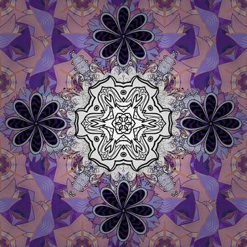 Flat Flower Elements Design. Seamless Floral Pattern in Vector illustration. Col 库存插图