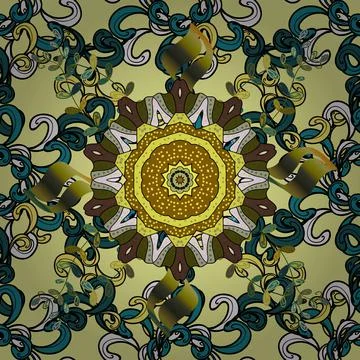 Flat Flower Elements Design. Seamless vintage. Vector Cute fabric pattern. Colou 库存插图