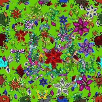 Flat Flower Elements Design. Seamless Floral Pattern in Vector illustration. Bea イラスト素材