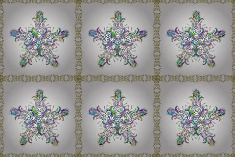 Flat Flower Elements Design. Seamless Floral Pattern in Raster illustration. Bea Illustrazione stock