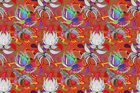 Flat Flower Elements Design. Seamless pattern with flower. Colour Spring Theme s イラスト素材