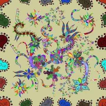 Flat Flower Elements Design. Trendy seamless Floral Pattern In Vector illustrati 库存插图