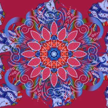 Flat Flower Elements Design Vector illustration. Flowers on red, neutral and blu 스톡 일러스트