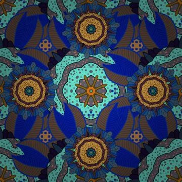 Flat Flower Elements Design Vector illustration. Flowers on neutral, blue and br Illustrazione stock