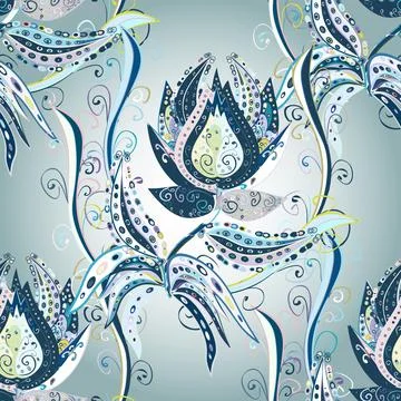 Flat Flower Elements Design. Vector floral background. Cute fabric pattern. Cute イラスト素材