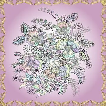 Flat Flower Elements Design. Vector illustration. Cute floral elements. Colour S Stock Illustration