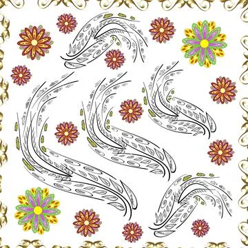 Flat Flower Elements Design. Vector illustration. Colour Spring Theme seamless p イラスト素材