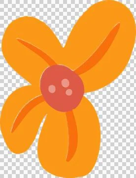 Flat flower is floating on transparent background, showing four orange petals イラスト素材