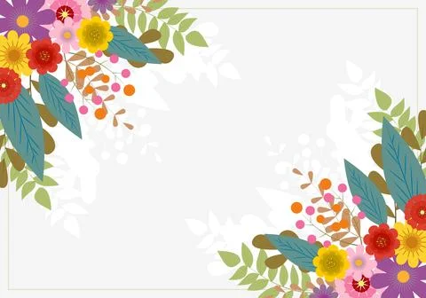 Flat flower frame banner background. Vector illustration. Stock Illustration
