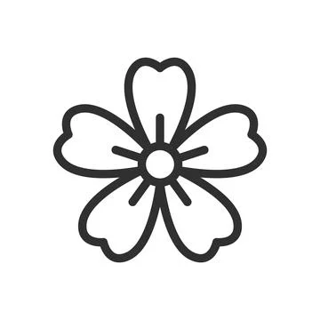 Flat Flower Icon Decorative Line Style Vector Stock Illustration
