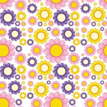 Flat flower seamless pattern Stock Illustration