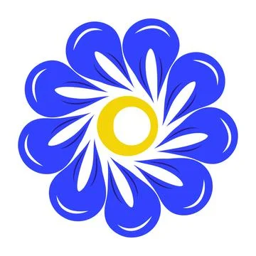 Flat flower yellow and blue colors of Ukraine vector illustration on white ba Stock Illustration