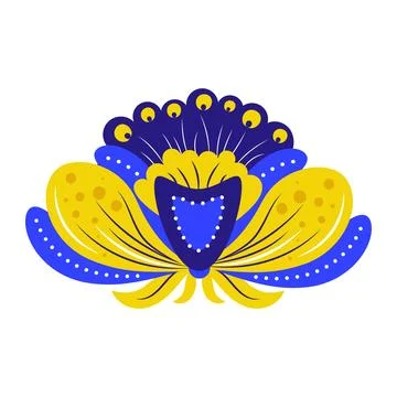 Flat flower yellow and blue colors of Ukraine vector illustration on white ba Stock Illustration
