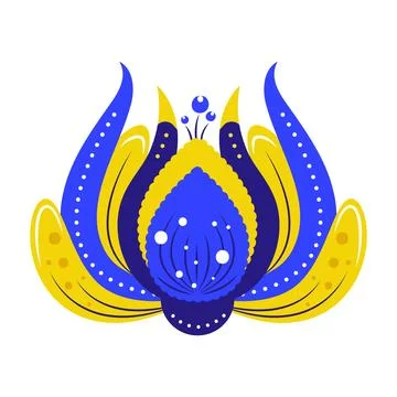 Flat flower yellow and blue colors of Ukraine vector illustration on white ba Stock Illustration