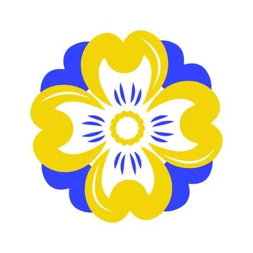Flat flower yellow and blue colors of Ukraine vector illustration on white ba Stock Illustration