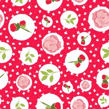 Flat flowers roses vector repeat pattern design Stock Illustration